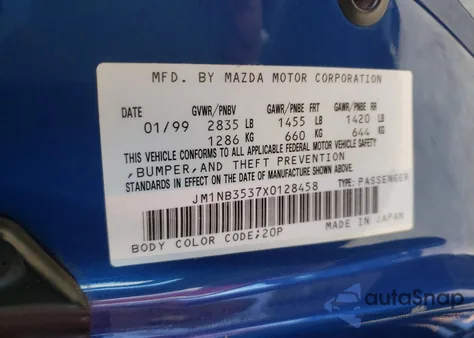 1999 Mazda Mx-5 Miata z USA, uszkodzony, nr VIN JM1NB3537X0128458